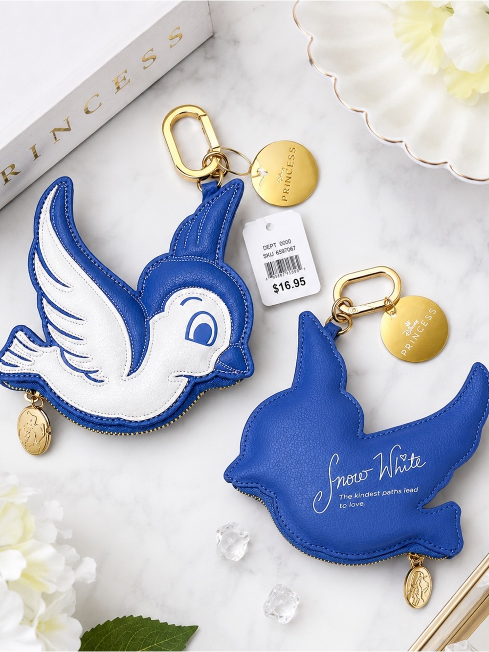 NEW - Disney Princess Snow White Bluebird Coin Purse Bag Charm Keychain